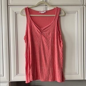Sleeveless V-Neck Coral Tank Top with Subtle Shimmer